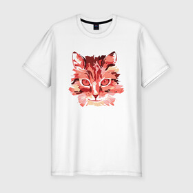 Мужская футболка хлопок Slim с принтом Red Cat в Петрозаводске, 92% хлопок, 8% лайкра | приталенный силуэт, круглый вырез ворота, длина до линии бедра, короткий рукав | animal | cat | cute | kitty | meow | друг | животные | киска | китти | кот | котенок | котик | котэ | кошечка | кошка | лев | леопард | милый | мур | мяу | пантера | питомец | рысь | тигр