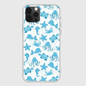 Чехол для iPhone 12 Pro Max с принтом Морские жители в Петрозаводске, Силикон |  | Тематика изображения на принте: dolphin | дельфин | краб | море | морская звезда | морские | морской конек | осьминог | с дельфином | черепаха