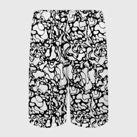 Детские спортивные шорты 3D с принтом Абстрактная жидкость в Петрозаводске,  100% полиэстер
 | пояс оформлен широкой мягкой резинкой, ткань тянется
 | Тематика изображения на принте: абстрактный | вода | геометрический | геометрия | дырки | жидкость | нейрографика | петли | плазма | пузыри | пятна | черно белый