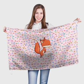 Флаг 3D с принтом Лисичка и мышка в Петрозаводске, 100% полиэстер | плотность ткани — 95 г/м2, размер — 67 х 109 см. Принт наносится с одной стороны | fox | foxy | животное | звери | лиса | лисенок | лисичка | милая | рыжая | фокс