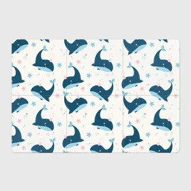 Магнитный плакат 3Х2 с принтом Киты в Петрозаводске, Полимерный материал с магнитным слоем | 6 деталей размером 9*9 см | whale | белый кит | кит | киты | корабли | кораблики | маяк | морские | паттерн | синий кит | чайки