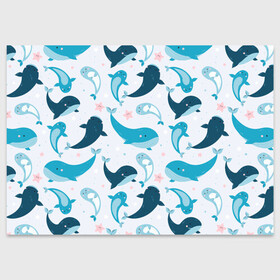 Поздравительная открытка с принтом Киты и тюлени в Петрозаводске, 100% бумага | плотность бумаги 280 г/м2, матовая, на обратной стороне линовка и место для марки
 | whale | белый кит | кит | киты | корабли | кораблики | маяк | морские | паттерн | синий кит | чайки
