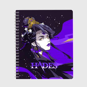 Тетрадь с принтом Hades Nyx в Петрозаводске, 100% бумага | 48 листов, плотность листов — 60 г/м2, плотность картонной обложки — 250 г/м2. Листы скреплены сбоку удобной пружинной спиралью. Уголки страниц и обложки скругленные. Цвет линий — светло-серый
 | nyx | roguelike | бесконечные круги ада | звезды | компьютерная игра | космос | мифология | никс