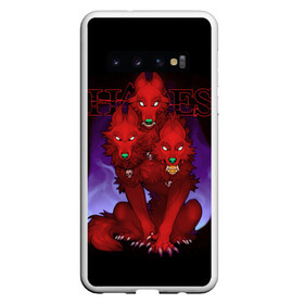 Чехол для Samsung Galaxy S10 с принтом Hades wolf в Петрозаводске, Силикон | Область печати: задняя сторона чехла, без боковых панелей | hades | roguelike | бесконечные круги ада | волк | компьютерная игра | красный | трехглавый