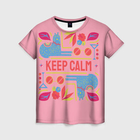 Женская футболка 3D с принтом Разноцветное вдохновение в Петрозаводске, 100% полиэфир ( синтетическое хлопкоподобное полотно) | прямой крой, круглый вырез горловины, длина до линии бедер | вишня | еда | животные | звери | очки | разноцветное | розовое | цветы