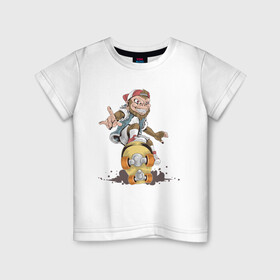 Детская футболка хлопок с принтом Крутой Монк в Петрозаводске, 100% хлопок | круглый вырез горловины, полуприлегающий силуэт, длина до линии бедер | king | monkey | крутой | скейтборд | спорт