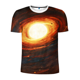 Мужская футболка 3D спортивная с принтом ГАЛАКТИКА КОСМОС СОЛНЦЕ в Петрозаводске, 100% полиэстер с улучшенными характеристиками | приталенный силуэт, круглая горловина, широкие плечи, сужается к линии бедра | space | галактика | звезды | космос | метеориты | огонь | планеты | солнечная система. | солнце