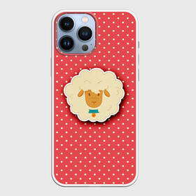Чехол для iPhone 13 Pro Max с принтом Овечка в Петрозаводске,  |  | арт | белая | белое животное | белый горох | горох | овечка | овца | пушистая | пушистик | рисунок | рисунок горошек