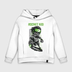 Детское худи Oversize хлопок с принтом Rocket kid в Петрозаводске, френч-терри — 70% хлопок, 30% полиэстер. Мягкий теплый начес внутри —100% хлопок | боковые карманы, эластичные манжеты и нижняя кромка, капюшон на магнитной кнопке | Тематика изображения на принте: арт | графика | дети | ребенок | скейт | человек