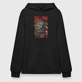 Худи SuperOversize хлопок с принтом Skull Punk в Петрозаводске, 70% хлопок, 30% полиэстер, мягкий начес внутри | карман-кенгуру, эластичная резинка на манжетах и по нижней кромке, двухслойный капюшон
 | анархия | арт | графика | зомби | ирокез | кости | косуха | крест | панк | скелет | черепа