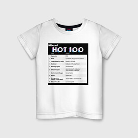Детская футболка хлопок с принтом BTS DYNAMITE BILLBOARD HOT-100 в Петрозаводске, 100% хлопок | круглый вырез горловины, полуприлегающий силуэт, длина до линии бедер | bbma | bts | dynamite | j hope | jimin | jin | jk | rm | suga | v | чарт топ
