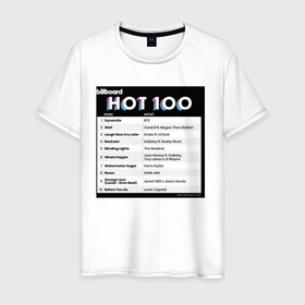 Мужская футболка хлопок с принтом BTS DYNAMITE BILLBOARD HOT-100 в Петрозаводске, 100% хлопок | прямой крой, круглый вырез горловины, длина до линии бедер, слегка спущенное плечо. | bbma | bts | dynamite | j hope | jimin | jin | jk | rm | suga | v | чарт топ