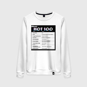 Женский свитшот хлопок с принтом BTS DYNAMITE BILLBOARD HOT-100 в Петрозаводске, 100% хлопок | прямой крой, круглый вырез, на манжетах и по низу широкая трикотажная резинка  | bbma | bts | dynamite | j hope | jimin | jin | jk | rm | suga | v | чарт топ