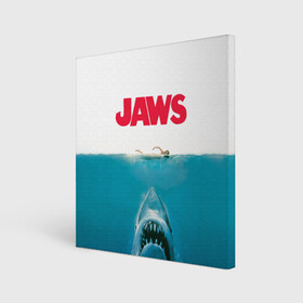 Холст квадратный с принтом Jaws 1975 в Петрозаводске, 100% ПВХ |  | jaws | jaws 2 | jaws movie | кино | челюсти | челюсти 2 | челюсти фильм