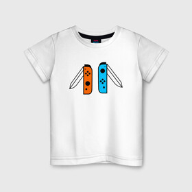 Детская футболка хлопок с принтом NINTENDO SWITCH в Петрозаводске, 100% хлопок | круглый вырез горловины, полуприлегающий силуэт, длина до линии бедер | Тематика изображения на принте: nintendo | switch | заточка | игры | консоль | нинтендо | приставка | свитч