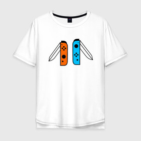 Мужская футболка хлопок Oversize с принтом NINTENDO SWITCH в Петрозаводске, 100% хлопок | свободный крой, круглый ворот, “спинка” длиннее передней части | nintendo | switch | заточка | игры | консоль | нинтендо | приставка | свитч