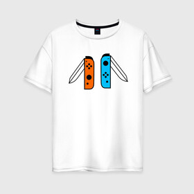 Женская футболка хлопок Oversize с принтом NINTENDO SWITCH в Петрозаводске, 100% хлопок | свободный крой, круглый ворот, спущенный рукав, длина до линии бедер
 | nintendo | switch | заточка | игры | консоль | нинтендо | приставка | свитч