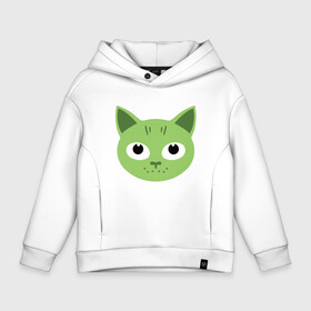 Детское худи Oversize хлопок с принтом Green Cat в Петрозаводске, френч-терри — 70% хлопок, 30% полиэстер. Мягкий теплый начес внутри —100% хлопок | боковые карманы, эластичные манжеты и нижняя кромка, капюшон на магнитной кнопке | animal | cat | cute | kitty | meow | друг | животные | киска | китти | кот | котенок | котик | котэ | кошечка | кошка | лев | леопард | милый | мур | мяу | пантера | питомец | рысь | тигр