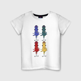 Детская футболка хлопок с принтом Четыре молодца в Петрозаводске, 100% хлопок | круглый вырез горловины, полуприлегающий силуэт, длина до линии бедер | гангстер | живопись | иллюстрация | мультфильм | радужный мир