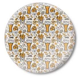 Значок с принтом Background Beer в Петрозаводске,  металл | круглая форма, металлическая застежка в виде булавки | art | background | beer | chips | food | snack | texture | арт | еда | закуска | текстура | фон | чипсы