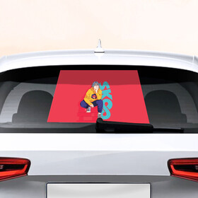 Наклейка на авто - для заднего стекла с принтом SK8 the Infinity Langa в Петрозаводске, ПВХ | Точные размеры наклейки зависят от выбранного изображения (ширина не больше 75 мм, высота не больше 45 мм) | hasegawa | infinity | langa | sk8 | the