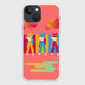 Чехол для iPhone 13 mini с принтом КОШКИ ТАНЦЫ в Петрозаводске,  |  | Тематика изображения на принте: вдохновение | вечеринка | дискотека | животные | радость | танец