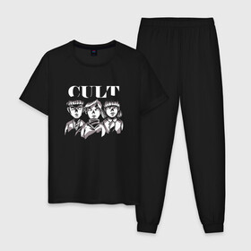 Мужская пижама хлопок с принтом Kid Cult Детский культ Ужасы в Петрозаводске, 100% хлопок | брюки и футболка прямого кроя, без карманов, на брюках мягкая резинка на поясе и по низу штанин
 | devil | fear | horror | horror merch | occult | religion | ritual | satanic | satanism | демон | дети | дети кукурузы | детский культ | дьявол | культизм | оккультизм | прикол | религия | ритуал | сатана | сатанизм | секта | ужас | ужастик