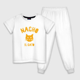 Детская пижама хлопок с принтом Nacho El Gato в Петрозаводске, 100% хлопок |  брюки и футболка прямого кроя, без карманов, на брюках мягкая резинка на поясе и по низу штанин
 | Тематика изображения на принте: animal | cat | cute | kitty | meow | друг | животные | киска | китти | кот | котенок | котик | котэ | кошечка | кошка | лев | леопард | милый | мур | мяу | пантера | питомец | рысь | тигр