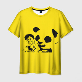 Мужская футболка 3D с принтом Панда в Петрозаводске, 100% полиэфир | прямой крой, круглый вырез горловины, длина до линии бедер | добрый | забавный | китай | медведь | пушистый | черно белый