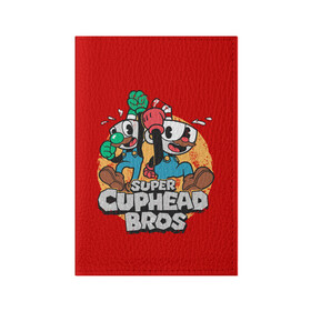 Обложка для паспорта матовая кожа с принтом Super Cuphead Bros в Петрозаводске, натуральная матовая кожа | размер 19,3 х 13,7 см; прозрачные пластиковые крепления | arkade | cup head | cuphead | game | games | mario | аркада | игра | игры | кап хэд | капхед | купа хэд | марио | сгз руфв | сгзруфв | чашкоголовый