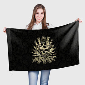 Флаг 3D с принтом АУТКАСТ в Петрозаводске, 100% полиэстер | плотность ткани — 95 г/м2, размер — 67 х 109 см. Принт наносится с одной стороны | 2007 | alex | alternative | amatory | igor | jay | outcastmetal | rock | spb | ауткаст