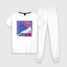 Женская пижама хлопок с принтом Скейт Бесконечность Каору в Петрозаводске, 100% хлопок | брюки и футболка прямого кроя, без карманов, на брюках мягкая резинка на поясе и по низу штанин | anime | blossom | cherry | kaoru | sakurayashiki | sk8 | sk8 the infinity | аниме | блоссом | граффити | каору | манга | на скейте в бесконечность | сакураясики | скейт | скейт бесконечность | скейтборд | скейтбординг | скейтер