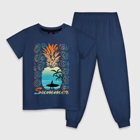 Детская пижама хлопок с принтом ЛЕТО в Петрозаводске, 100% хлопок |  брюки и футболка прямого кроя, без карманов, на брюках мягкая резинка на поясе и по низу штанин
 | beach | holiday | print | sea | summer | sun | surf | ананас | лето | море | острова | отдых | отпуск | пальмы | пейзаж | песок | пляж | серфинг | солнце