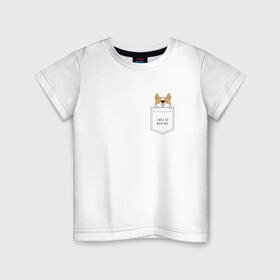 Детская футболка хлопок с принтом Корги в кармане_02 в Петрозаводске, 100% хлопок | круглый вырез горловины, полуприлегающий силуэт, длина до линии бедер | corgi | dog | вельш корги | карман | корги | коржик | собака