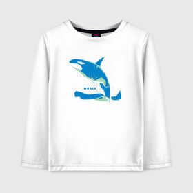 Детский лонгслив хлопок с принтом Кит Косатка голубая в Петрозаводске, 100% хлопок | круглый вырез горловины, полуприлегающий силуэт, длина до линии бедер | whale | кит | косатка | косатки | море | морские