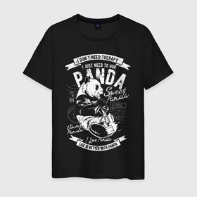Мужская футболка хлопок с принтом Панда Sweet panda в Петрозаводске, 100% хлопок | прямой крой, круглый вырез горловины, длина до линии бедер, слегка спущенное плечо. | bear | panda | животные | звери | медведь | мишка | панда | панды | природа