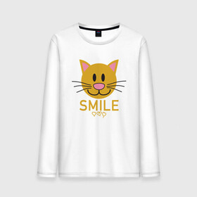 Мужской лонгслив хлопок с принтом Smile Cat в Петрозаводске, 100% хлопок |  | animal | cat | cute | kitty | meow | smile | друг | животные | киска | китти | кот | котенок | котик | котэ | кошечка | кошка | милый | мур | мяу | питомец