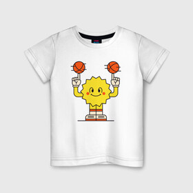 Детская футболка хлопок с принтом Sun Basketball в Петрозаводске, 100% хлопок | круглый вырез горловины, полуприлегающий силуэт, длина до линии бедер | basketball | game | nba | sport | streetball | sun | баскетбол | баскетболист | игра | игрок | мяч | нба | солнце | спорт | стритбол | тренер