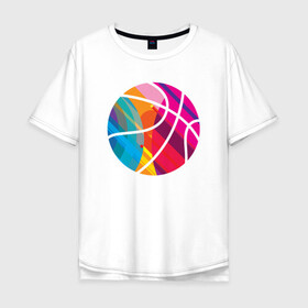 Мужская футболка хлопок Oversize с принтом Rainbow Ball в Петрозаводске, 100% хлопок | свободный крой, круглый ворот, “спинка” длиннее передней части | basketball | game | nba | sport | streetball | баскетбол | баскетболист | игра | игрок | мяч | нба | спорт | стритбол | тренер