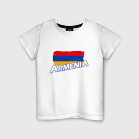 Детская футболка хлопок с принтом Armenia Flag в Петрозаводске, 100% хлопок | круглый вырез горловины, полуприлегающий силуэт, длина до линии бедер | Тематика изображения на принте: armenia | armenya | арарат | армения | армяне | армянин | арцах | горы | ереван | кавказ | народ | саркисян | ссср | страна | флаг