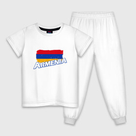 Детская пижама хлопок с принтом Armenia Flag в Петрозаводске, 100% хлопок |  брюки и футболка прямого кроя, без карманов, на брюках мягкая резинка на поясе и по низу штанин
 | armenia | armenya | арарат | армения | армяне | армянин | арцах | горы | ереван | кавказ | народ | саркисян | ссср | страна | флаг