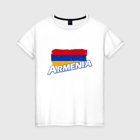 Женская футболка хлопок с принтом Armenia Flag в Петрозаводске, 100% хлопок | прямой крой, круглый вырез горловины, длина до линии бедер, слегка спущенное плечо | armenia | armenya | арарат | армения | армяне | армянин | арцах | горы | ереван | кавказ | народ | саркисян | ссср | страна | флаг