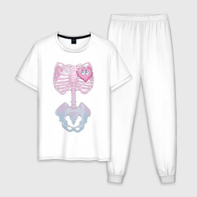Мужская пижама хлопок с принтом yumemi riamu (Риаму Юмэми) в Петрозаводске, 100% хлопок | брюки и футболка прямого кроя, без карманов, на брюках мягкая резинка на поясе и по низу штанин
 | anime | yumemi riamu | аниме | девушки золушки | риаму юмэми | сердце | скелет | хэллоуин
