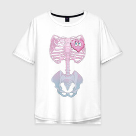 Мужская футболка хлопок Oversize с принтом yumemi riamu (Риаму Юмэми) в Петрозаводске, 100% хлопок | свободный крой, круглый ворот, “спинка” длиннее передней части | anime | yumemi riamu | аниме | девушки золушки | риаму юмэми | сердце | скелет | хэллоуин