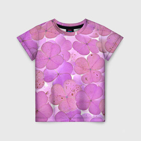 Детская футболка 3D с принтом Ковер из КлеВера в Петрозаводске, 100% гипоаллергенный полиэфир | прямой крой, круглый вырез горловины, длина до линии бедер, чуть спущенное плечо, ткань немного тянется | зелень | клевер | ковер | природа | растение | розовый | цветок | цветы