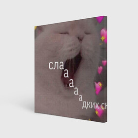 Холст квадратный с принтом Мем котик в Петрозаводске, 100% ПВХ |  | белый | кот | мем | милый | прикол
