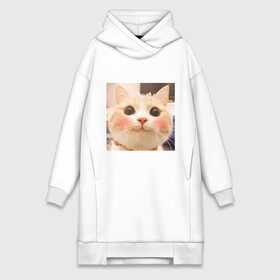 Платье-худи хлопок с принтом Мем про котов в Петрозаводске,  |  | белый | кот | мем | милый | прикол