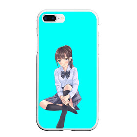 Чехол для iPhone 7Plus/8 Plus матовый с принтом Anime girl в Петрозаводске, Силикон | Область печати: задняя сторона чехла, без боковых панелей | anime girl | green | аниме | аниме тян на бирюзовом фоне | зеленый фон