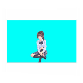 Бумага для упаковки 3D с принтом Anime girl в Петрозаводске, пластик и полированная сталь | круглая форма, металлическое крепление в виде кольца | anime girl | green | аниме | аниме тян на бирюзовом фоне | зеленый фон