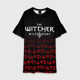 Детское платье 3D с принтом THE WITCHER [1] в Петрозаводске, 100% полиэстер | прямой силуэт, чуть расширенный к низу. Круглая горловина, на рукавах — воланы | the witcher | the witcher wild hunt | ведьмак | ведьмак 3: дикая охота